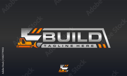 bulldozer letter E logo