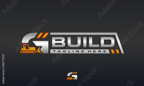 bulldozer letter G logo