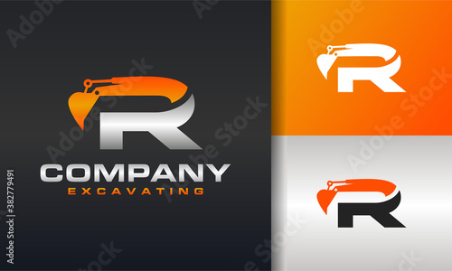 excavator letter R logo