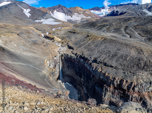 Kamchatka, a waterfall in the Opasny canyon at the foot of the Mutnovsky volcano photo