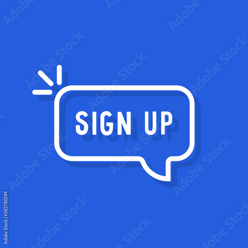 white bubble with sign up text