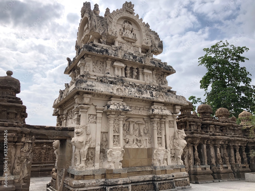 Ancient Hindu Shiva temple of Kanchi Kailsanathar temple in Kanchipuram, Tamil nadu. 
