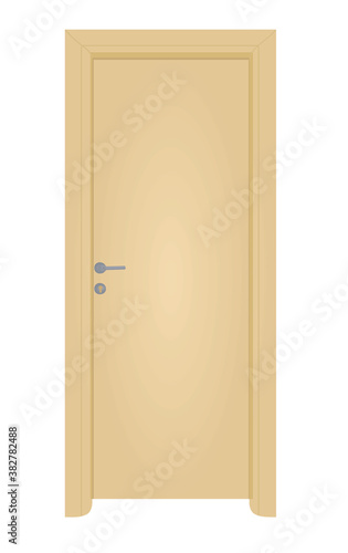 Brown home door. vector illustration
