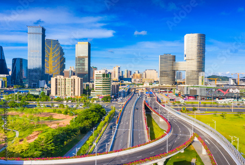 Aerial view of Hengqin Free Trade Zone, Zhuhai City, Guangdong Province, China