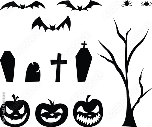 Halloween icon silhouettes vector elements