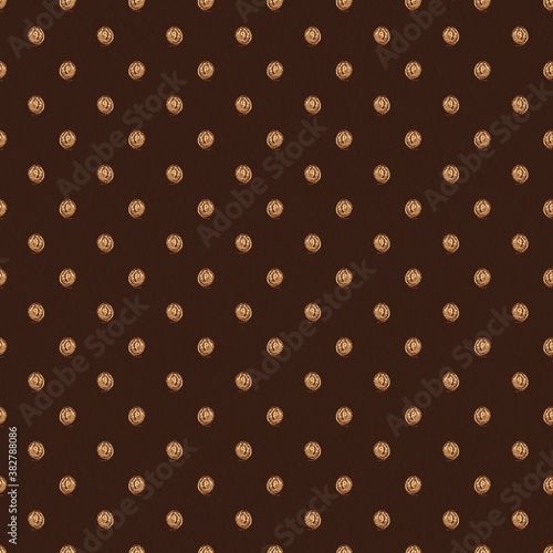 Gold Polka Dot Background Pattern. Dark brown