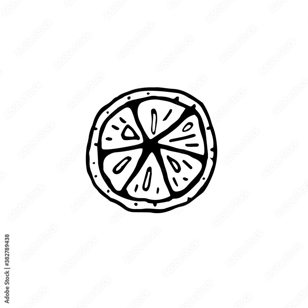 Orange split, vector illustration, doodle style, isolated on white background. Orange split, vector illustration, doodle style, isolated on white background.