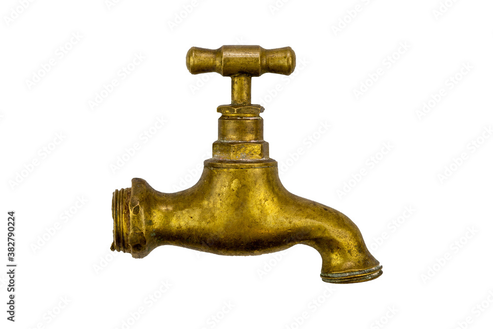 Old copper faucet isolated on a white background. Old copper faucet isolated on a white background.