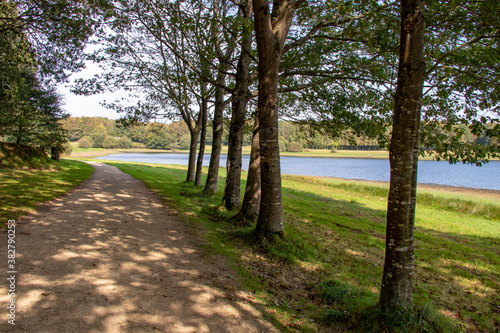 Commana. Sentier sous les arbres au lac du Drennec. Finistère. Bretagne photo