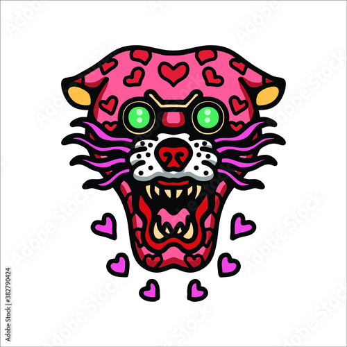 panther in love tattoo vector design