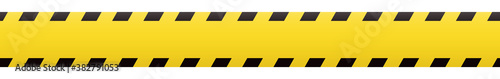 Barricade tape. Seamless boundary line. Yellow and black barrier tape. Construction border.