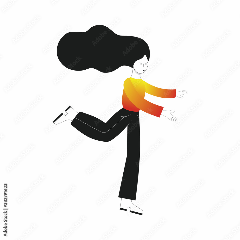 the girl runs to him. Vector flat illustration of a running man. A woman isolated on a white background. an object for the design of a windscreen, banner, or ad. Discounts and promotions, hot offers. the girl runs to him. Vector flat illustration of a running man. A woman isolated on a white background. an object for the design of a windscreen, banner, or ad. Discounts and promotions, hot offers.