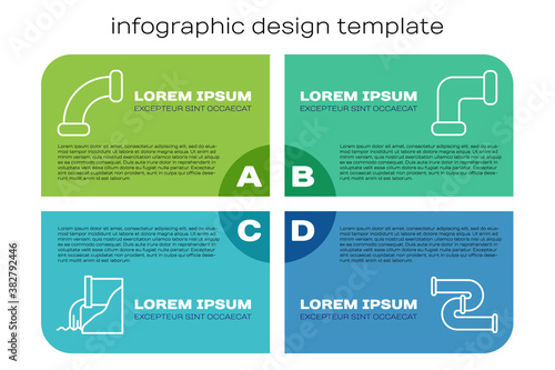 Set line Wastewater, Industry metallic pipe, Industry metallic pipe and Industry metallic pipe. Business infographic template. Vector.