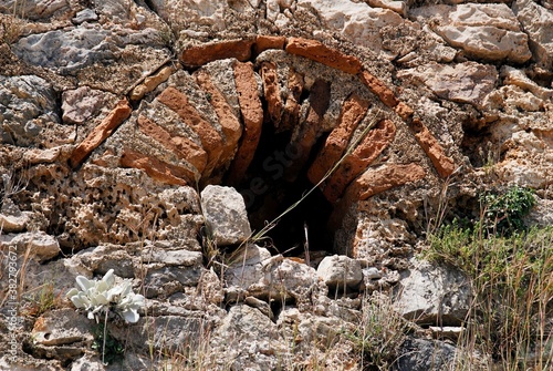 Detail from the church of Agios Petros at Drymonas village in Leros island, Greece. photo