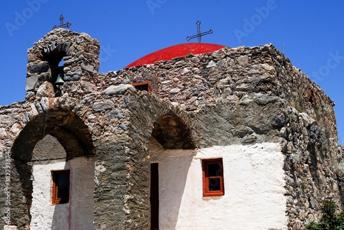 The church of Agios Petros at Drymonas village in Leros island, Greece. photo