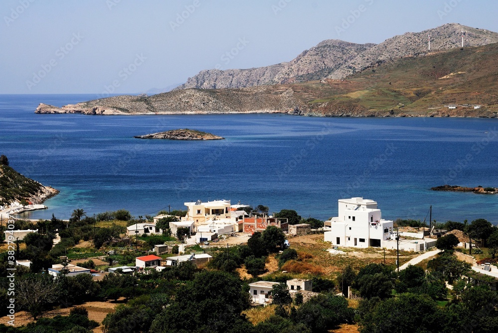 View of Drymonas village in Leros island, Greece.