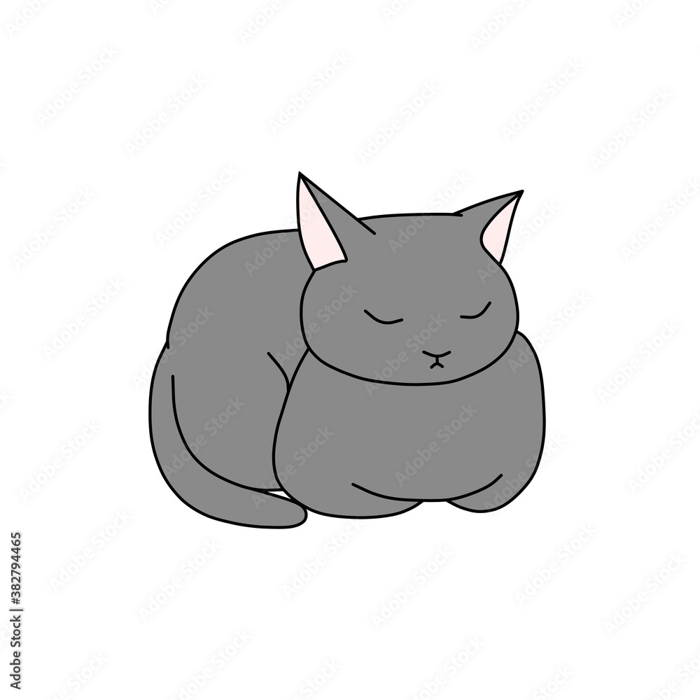 Obraz premium 目を閉じている灰色の猫