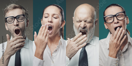 Lazy different business people yawning photo