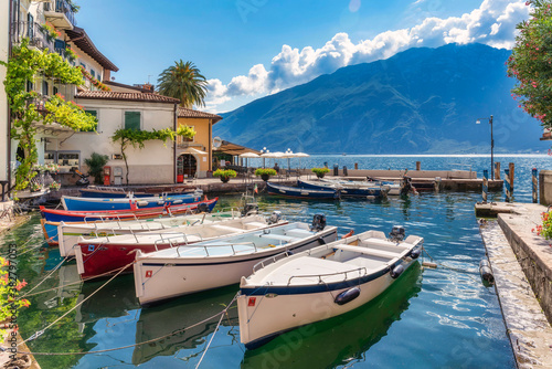 Obraz na płótnie Limone, town on Garda Lake, Lombardy, Italy w salonie