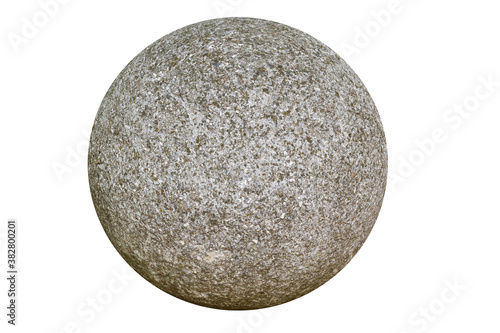 Large stone ball isolated on white background.