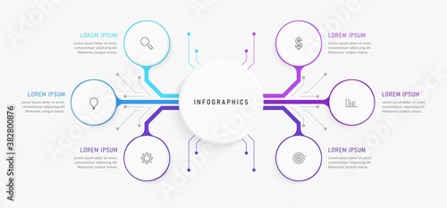 Vector Infographic label design template with icons and 6 options or steps. Can be used for process diagram, presentations, workflow layout, banner, flow chart, info graph.