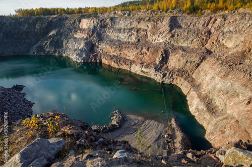 abandoned quarry for mining. horizontal frame photo