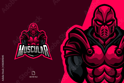 red guard fighter mascot logo illustration