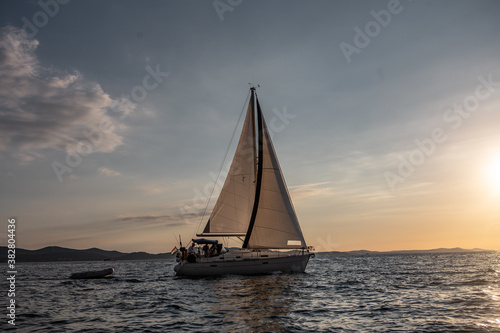 A vintage sailboat at the coast of Zadar, in Croatia.