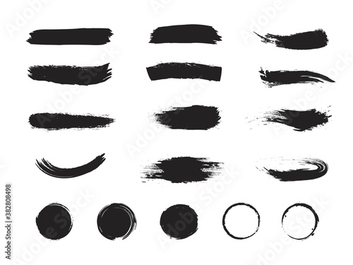 Set of paint brush strokes isolated on white background. Vector illustration