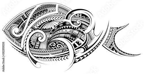 Maori style fish tattoo
