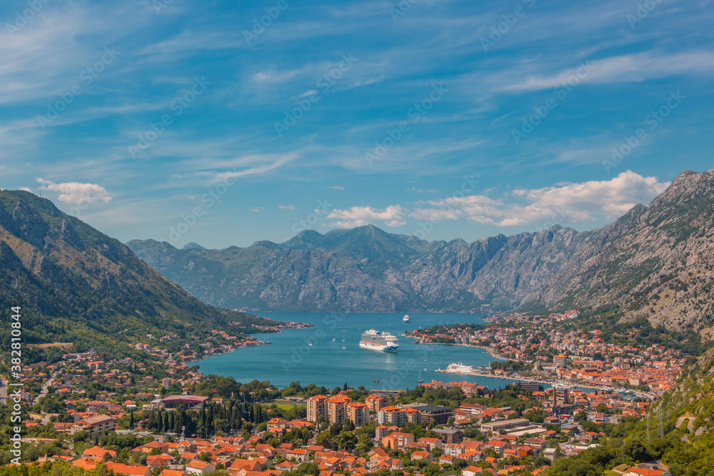 Panorama view of the old town and the bay in Kotor, Montenegro. Panorama view of the old town and the bay in Kotor, Montenegro.