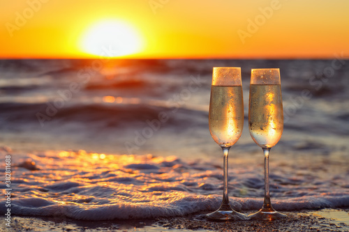 two glasses of champagne photo