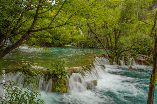 The beautiful lakes and waterfalls in Plitvice Lakes National Park  Croatia.