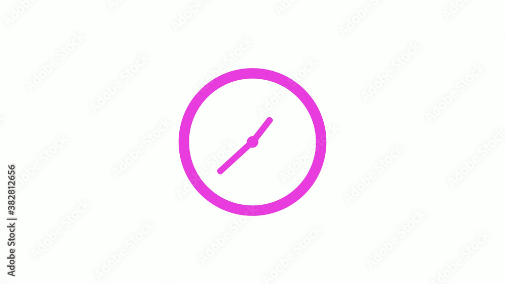 Pink color circle 12 hours clock icon on white background,clock icon Pink color circle 12 hours clock icon on white background,clock icon