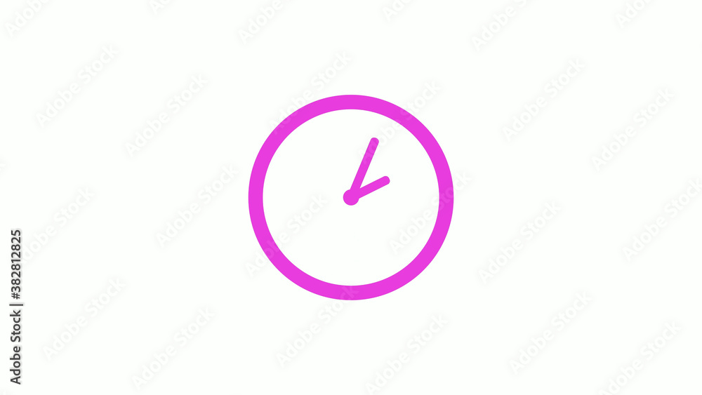 New pink color circle 12 hours clock icon on white background, Pink clock icon without trick New pink color circle 12 hours clock icon on white background, Pink clock icon without trick