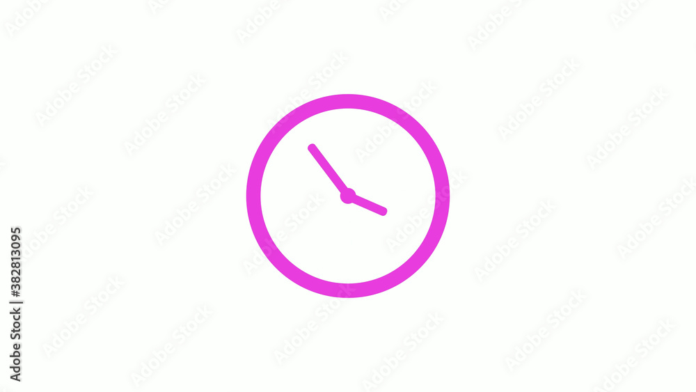 New pink color circle 12 hours clock icon on white background, Pink clock icon without trick New pink color circle 12 hours clock icon on white background, Pink clock icon without trick