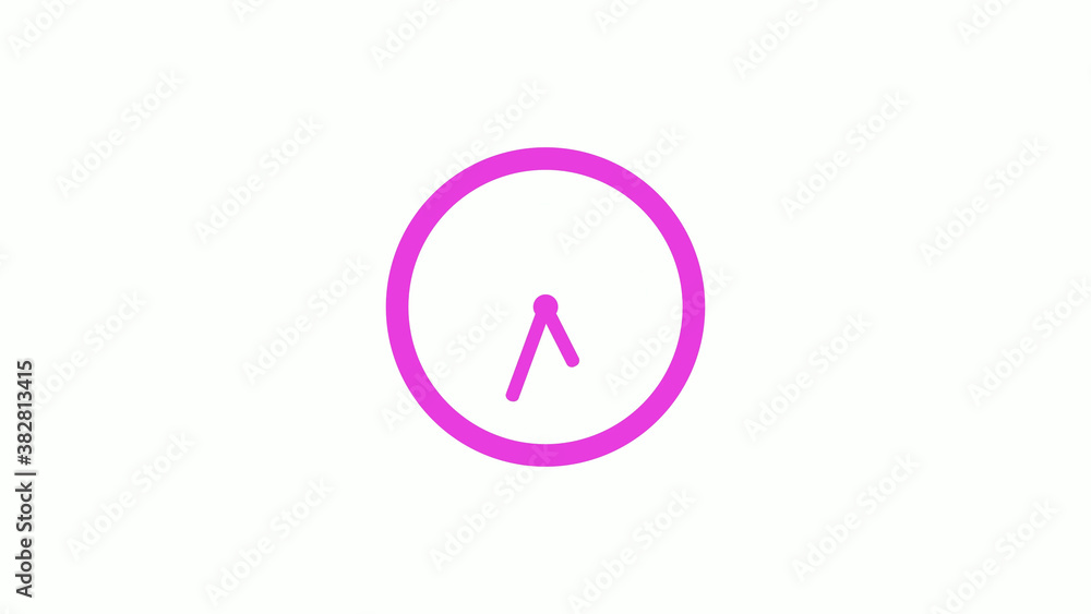 New pink color circle 12 hours clock icon on white background, Pink clock icon without trick New pink color circle 12 hours clock icon on white background, Pink clock icon without trick
