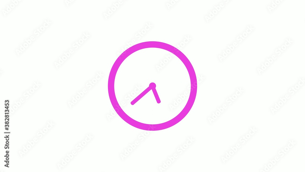 New pink color circle 12 hours clock icon on white background, Pink clock icon without trick New pink color circle 12 hours clock icon on white background, Pink clock icon without trick
