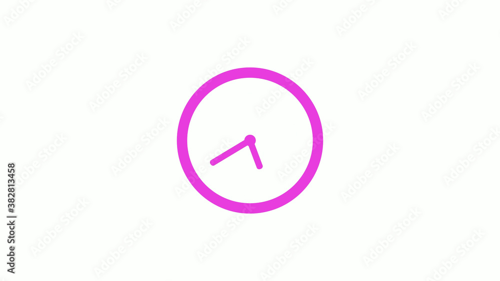 New pink color circle 12 hours clock icon on white background, Pink clock icon without trick New pink color circle 12 hours clock icon on white background, Pink clock icon without trick