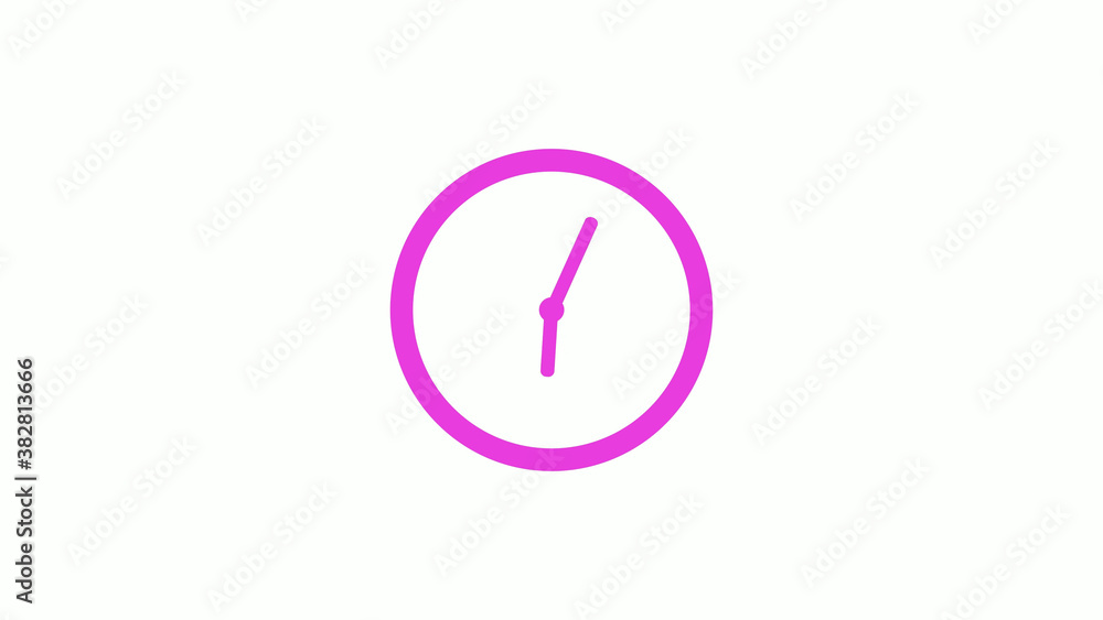 New pink color circle 12 hours clock icon on white background, Pink clock icon without trick New pink color circle 12 hours clock icon on white background, Pink clock icon without trick