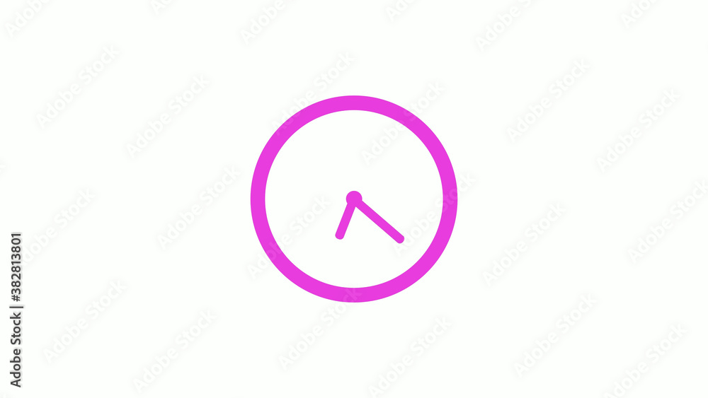 New pink color circle 12 hours clock icon on white background, Pink clock icon without trick New pink color circle 12 hours clock icon on white background, Pink clock icon without trick