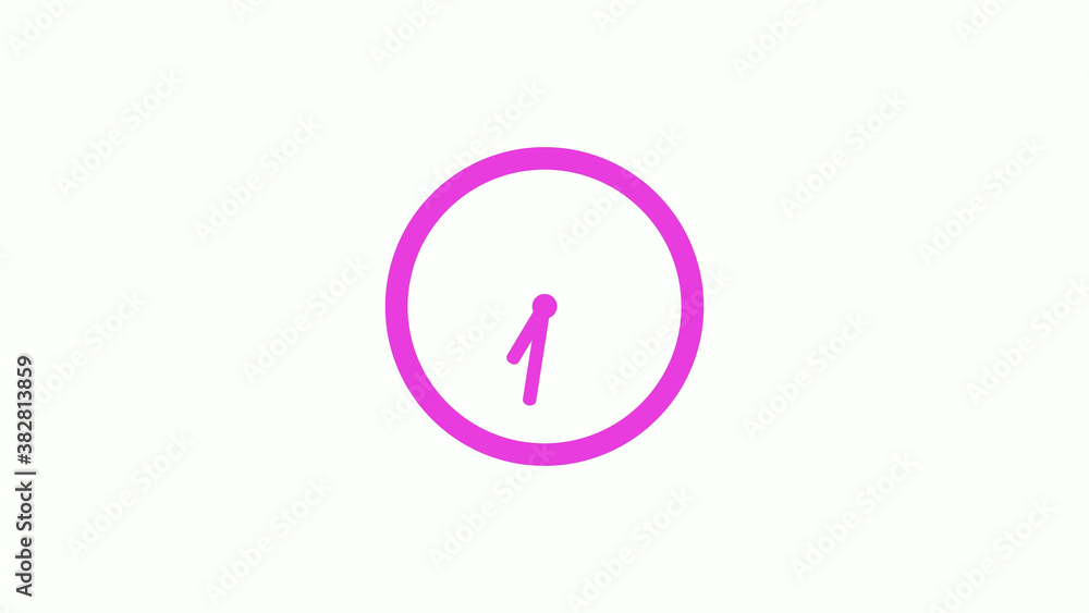 New pink color circle 12 hours clock icon on white background, Pink clock icon without trick New pink color circle 12 hours clock icon on white background, Pink clock icon without trick
