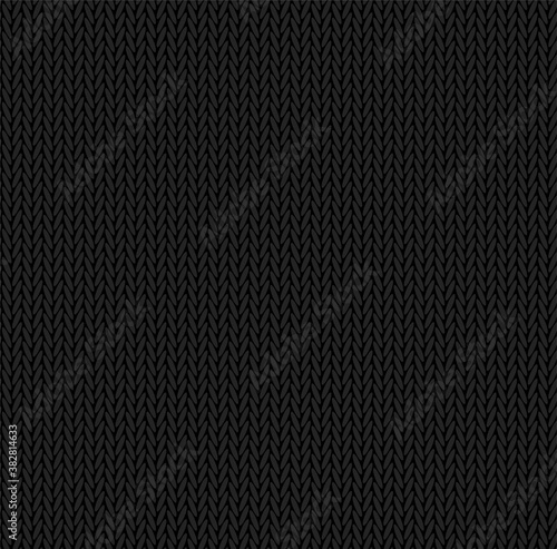 Knit texture black color. Vector seamless pattern fabric. Knitting background flat design.