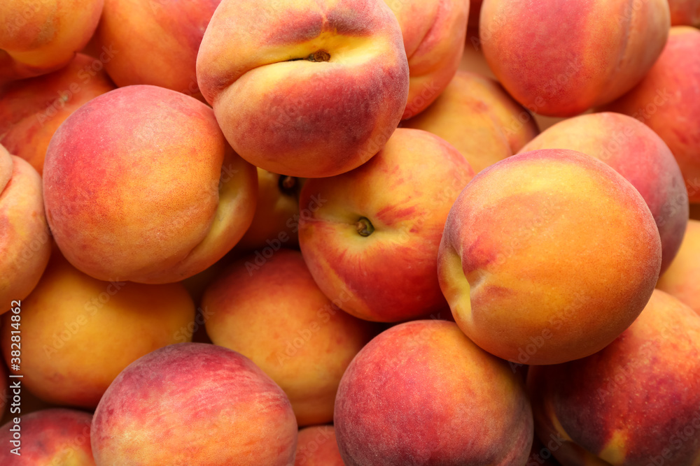 Fresh ripe peaches as background, top view Fresh ripe peaches as background, top view