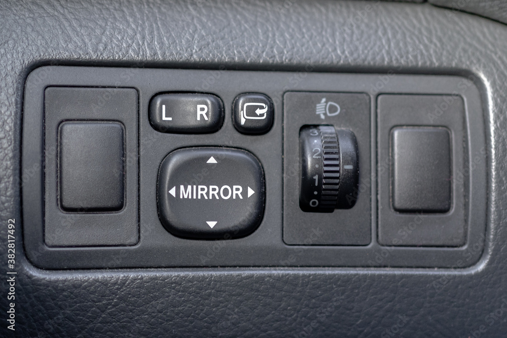 Car Mirror Control Button background. Classical car Car Mirror Control Button background. Classical car