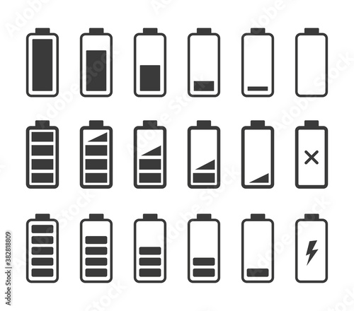 Simple illustrated battery icon with charge level. Vector