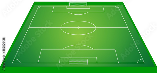 Soccer field perspective vector graphics realistic.
