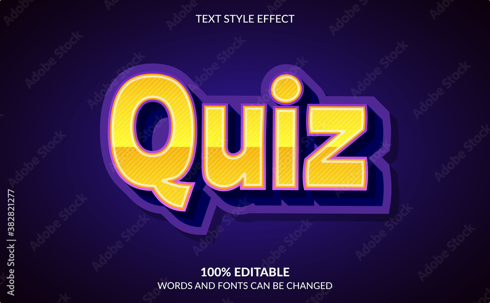 Editable Text Effect, Quiz Text Style