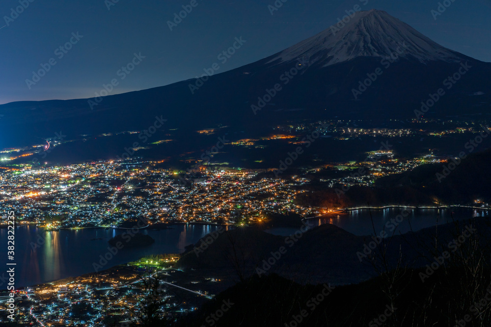 Fuji with night view of the city