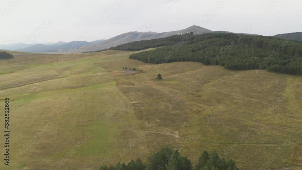 Aerial view of zlatibor mountain landscape with pine forest in morning Aerial view of zlatibor mountain landscape with pine forest in morning